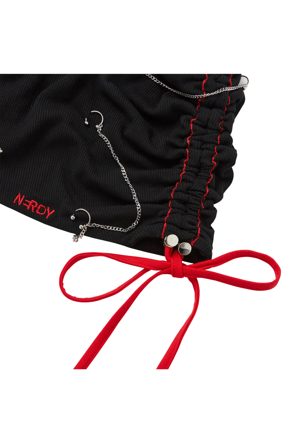 BLACK PIERCED SLOUCH BEANIE - Image 5