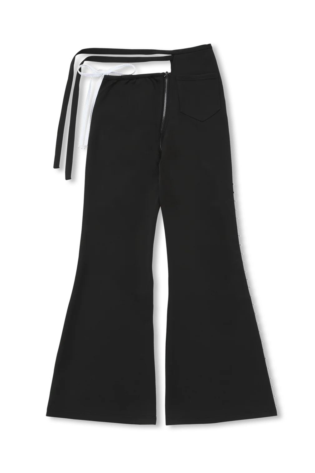 BLACK WRAP TIE TRACK PANTS - Image 5