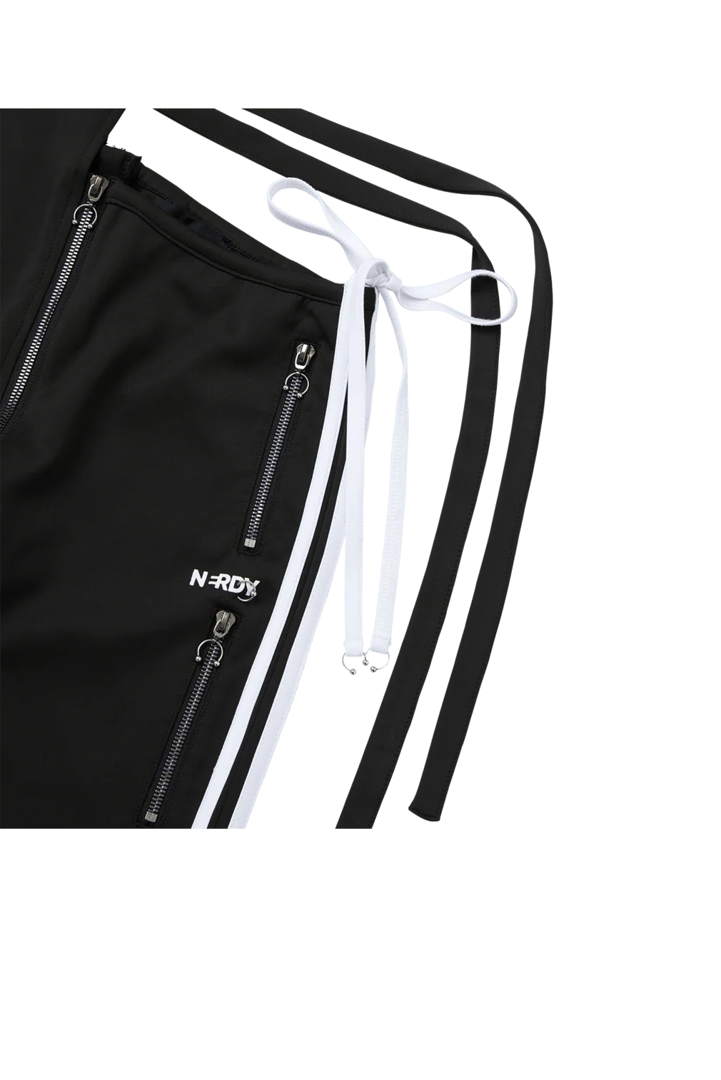 BLACK WRAP TIE TRACK PANTS - Image 6