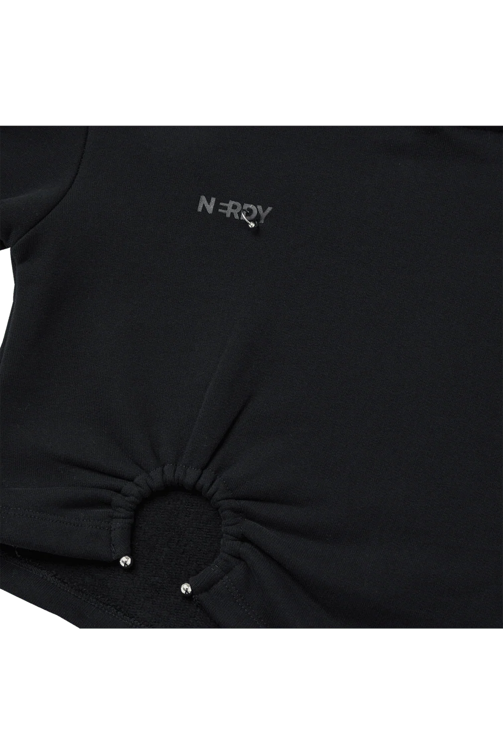 BLACK CROPPED HOODIE - Image 7