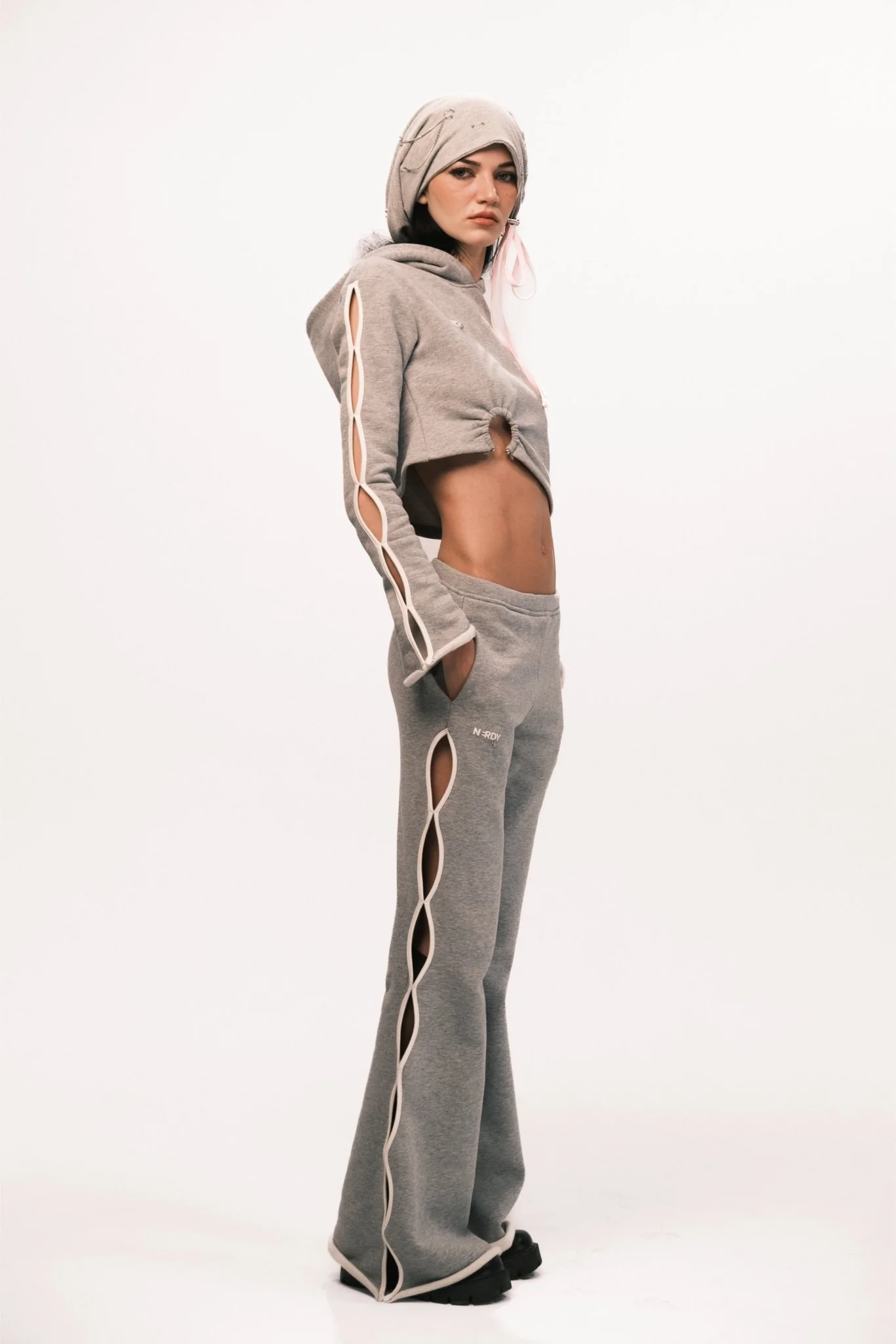GRAY FLARED LOUNGE PANTS - Image 3