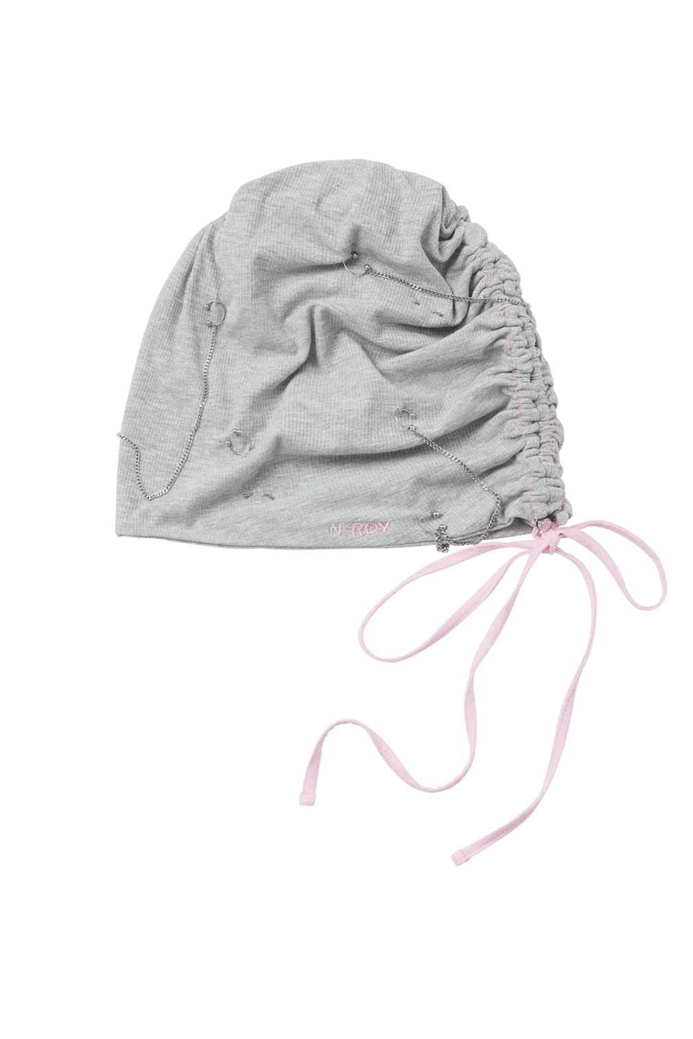 GRAY PIERCED SLOUCH BEANIE