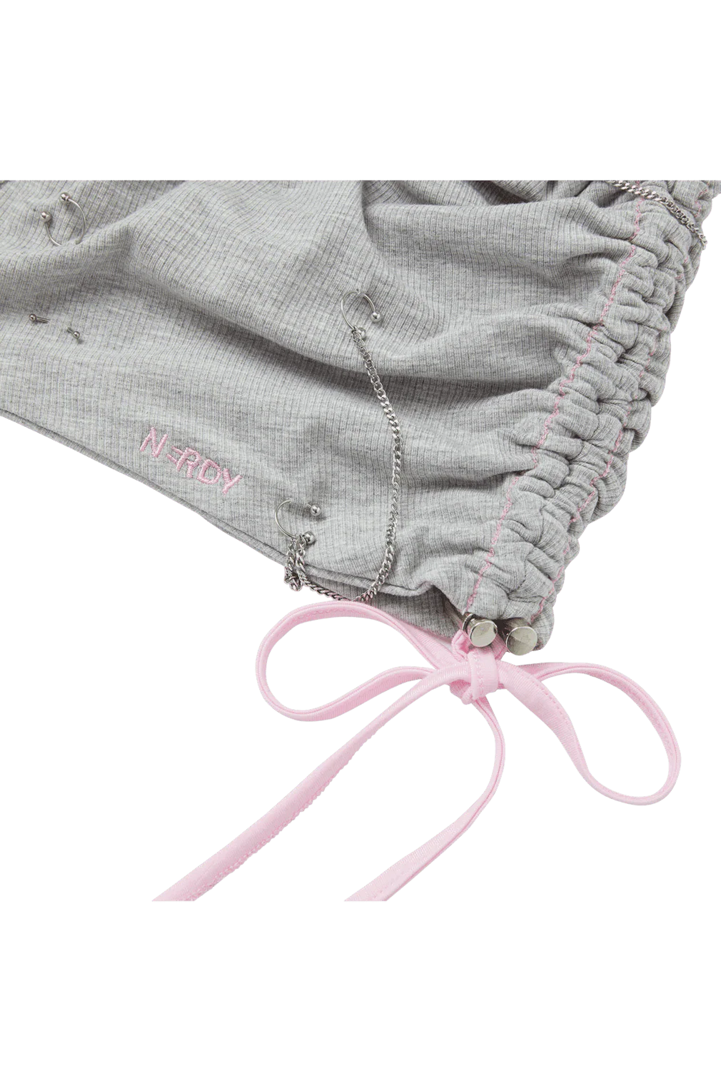 GRAY PIERCED SLOUCH BEANIE - Image 5
