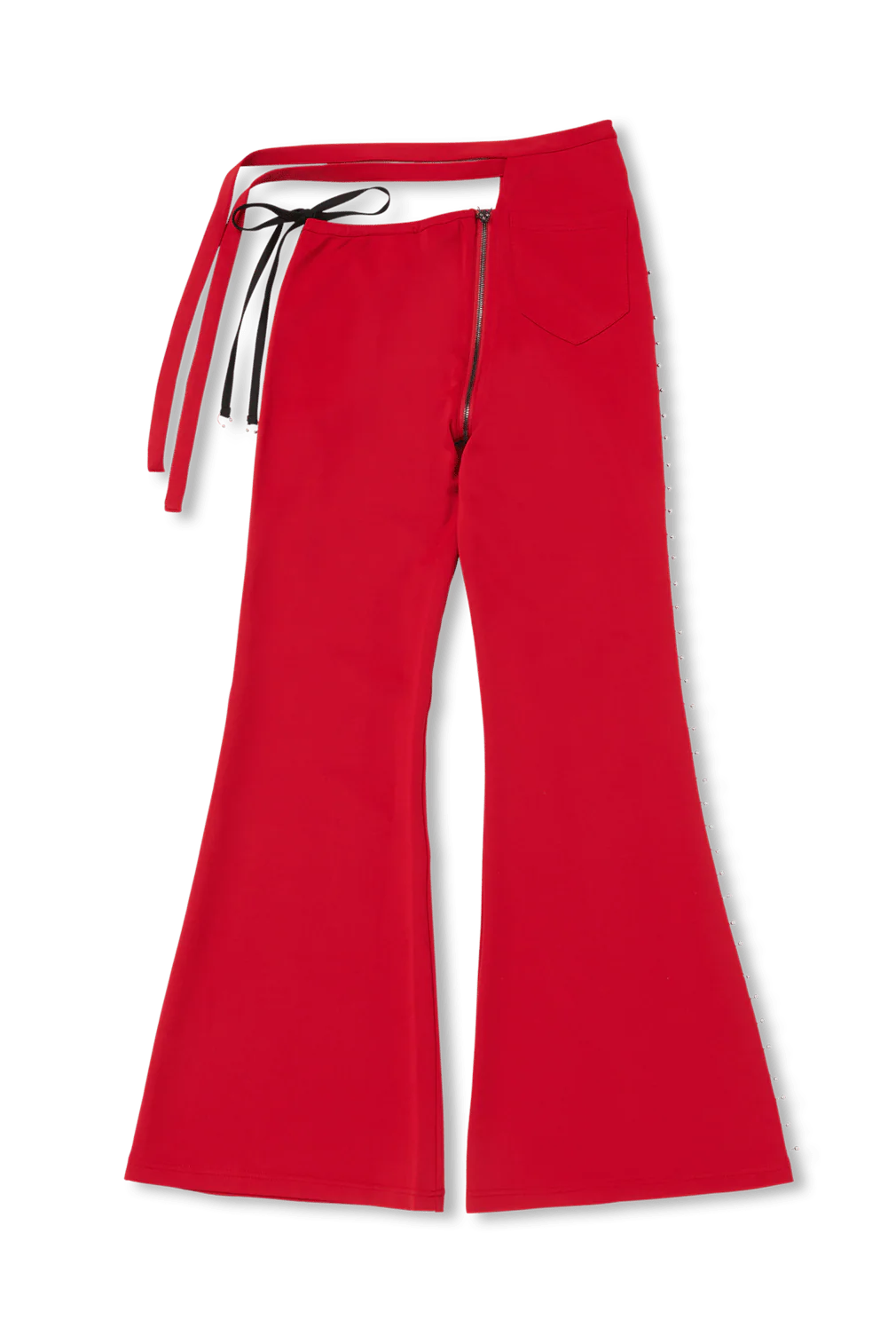 RED WRAP TIE TRACK PANTS - Image 4