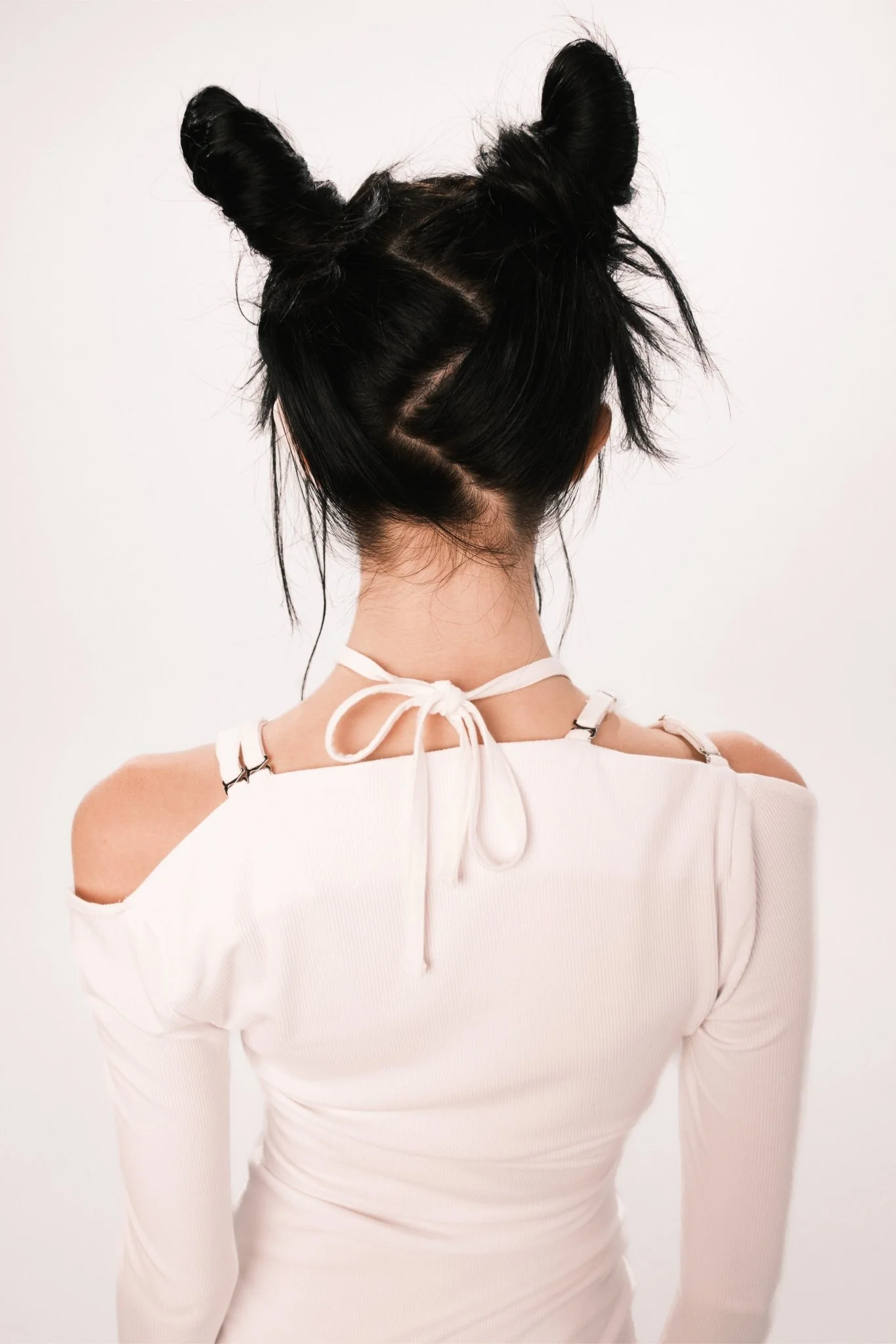 WHITE C-BARBELL STRAPPY MINI DRESS - Image 3