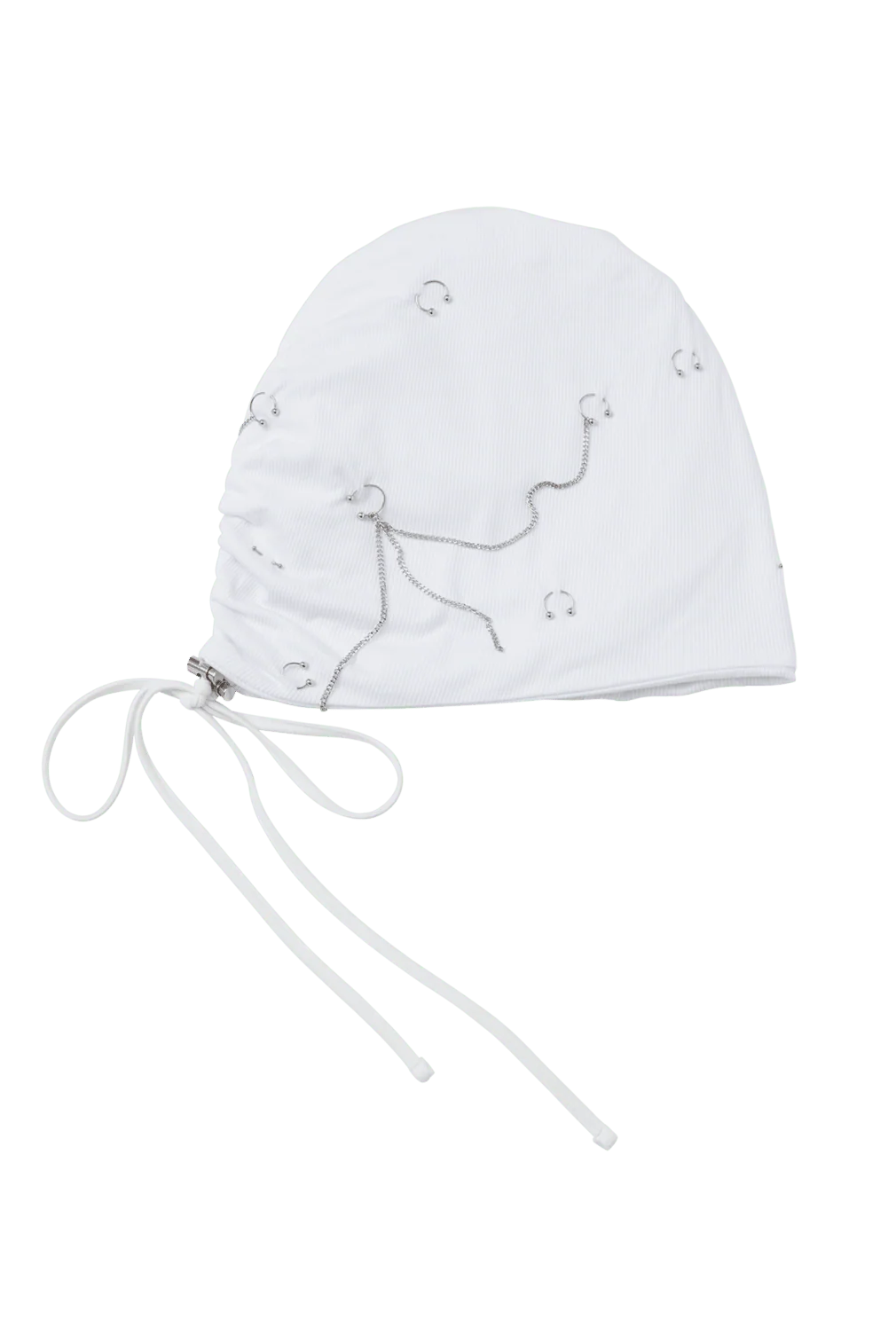 WHITE PIERCED SLOUCH BEANIE - Image 4