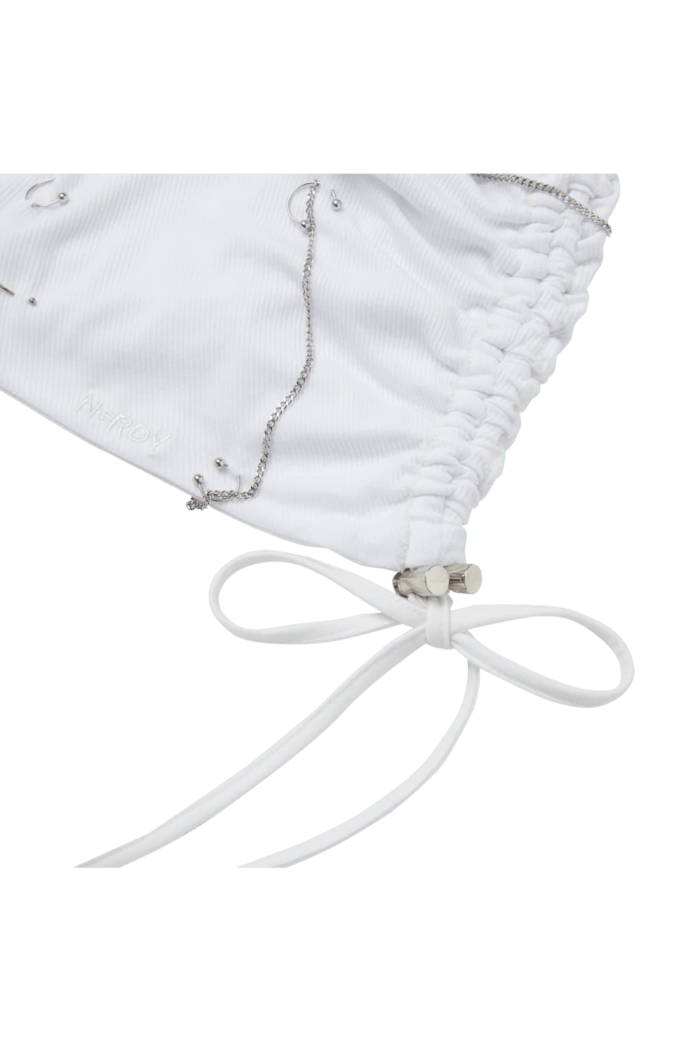 WHITE PIERCED SLOUCH BEANIE - Image 5