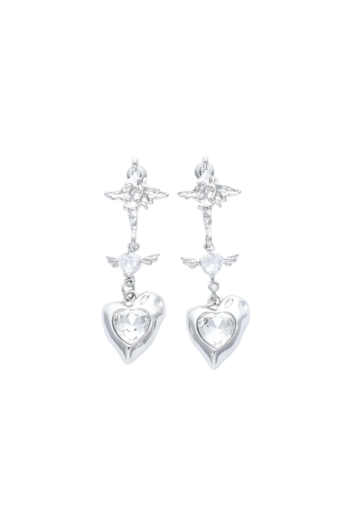 WING HEART DROP EARRINGS